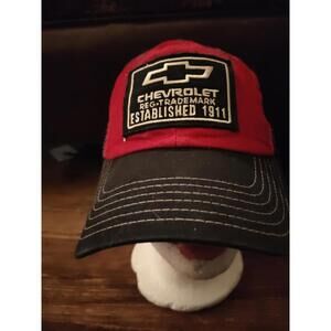 Chevrolet big patch red Snapback trucker hat/cap EUC